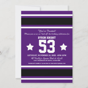 Football Jersey Purple Black Party Invitations