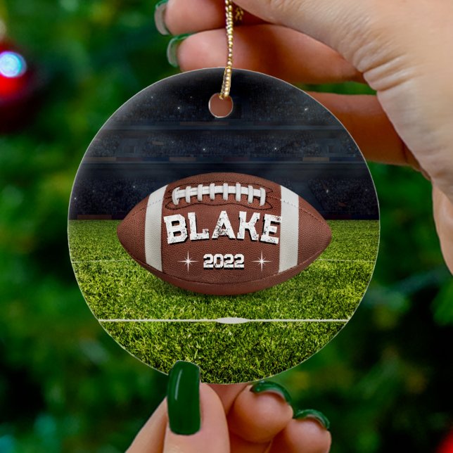 Football Noël Ornement pour hommes et garçons (american football field round Christmas ornament)