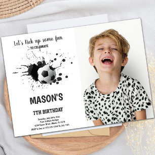 Football noir Enk Invitation à l'anniversaire avec