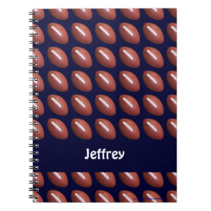 Football Nom personnalisé Carnet spiral bleu