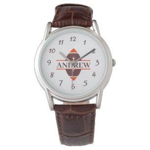 Football personnalisé Montre en Cuir Brown