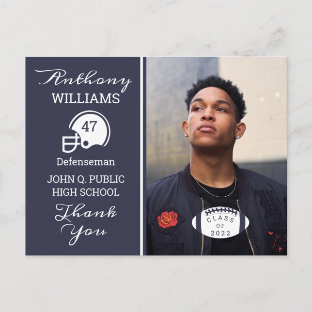 Football Photo Blue | Carte postale Blancs (Devant)