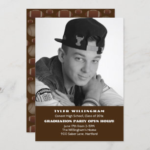 Football Photo Graduation Party Faire-part