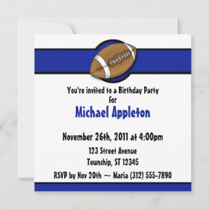 Football Royal Blue Invitations d'anniversaire