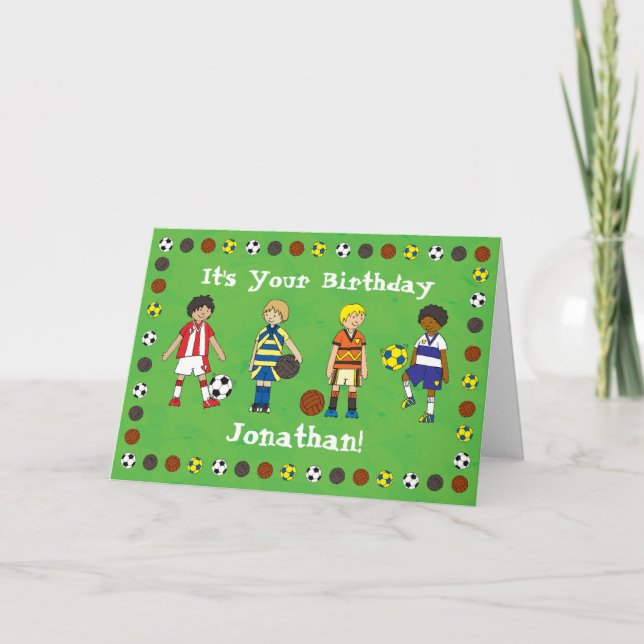 Football Soccer carte d'anniversaire personnalisée (Devant)