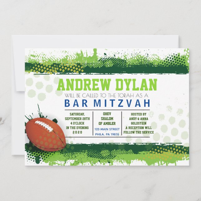 FOOTBALL SPLASH Bar Mitzvah Invitation (Devant)