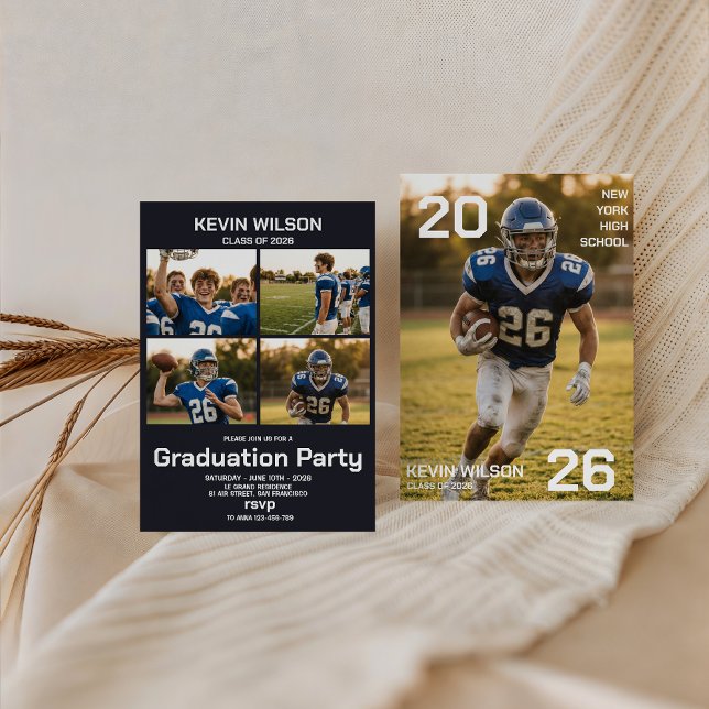 Football Sports Photo Graduation Invitation (Créateur téléchargé)