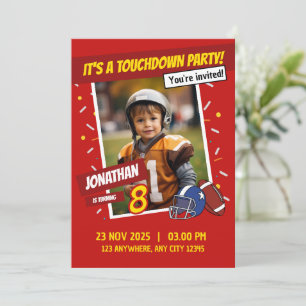 Football Sports Red Jaune anniversaire Invitation