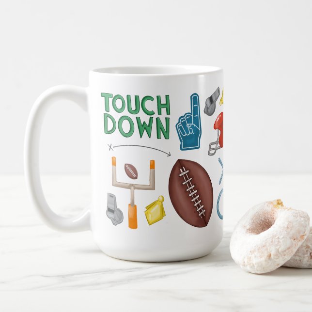 Football Sunday Morning Mug Game Day Touchdown Mug (Avec donut)