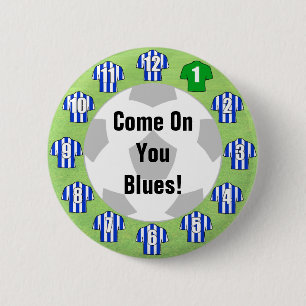 Football Team Badge with Blue & White Shirts
