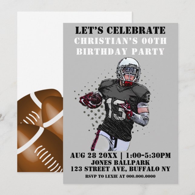 Football Thème Anniversaire Fête Invitations (Devant / Derrière)