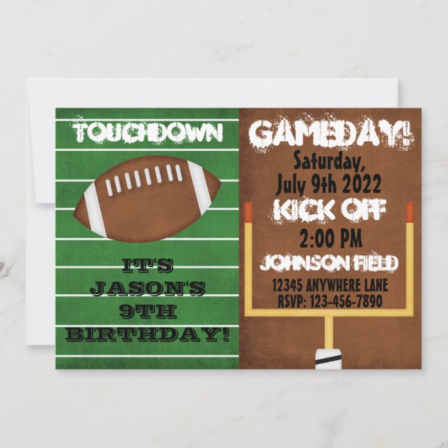 Football Touchdown Anniversaire Fête Invitations (Devant)