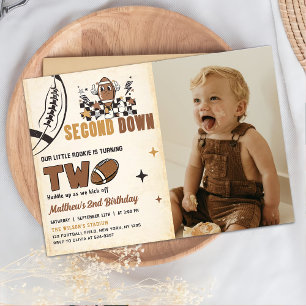 Football vintage 2e anniversaire Invitation photo