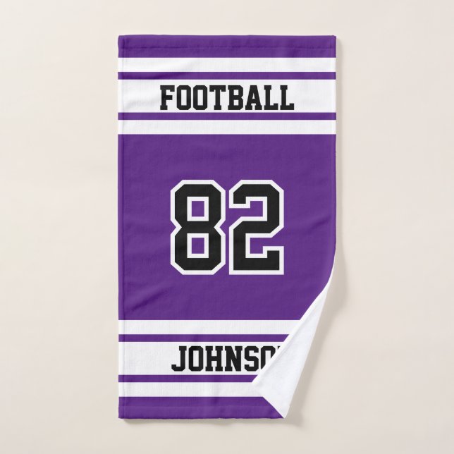 Football 🏈 violet et blanc - 100% Personnaliser (Serviette à main)