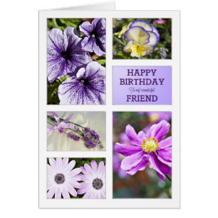 For friend, Lavender hues floral birthday