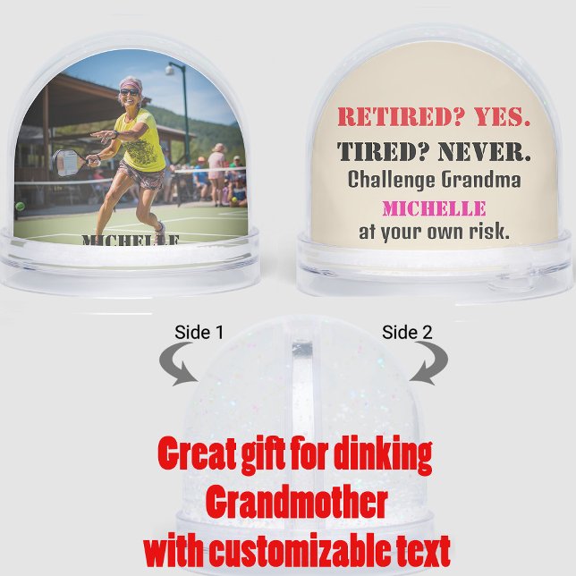 For Grandmother Pickleball best player Snow Globe (Great gift idea for Grandmother,  Pickleball best player Snow Globe with customizable text )
