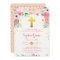 Foral et Gold Cross Christening Invitation