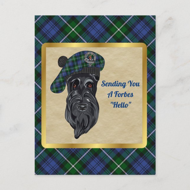 Forbes Clan Badge & Carte Postale Tartan (Devant)