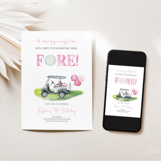 Fore Mini Golf Girl Invitation Anniversaire (Créateur téléchargé)