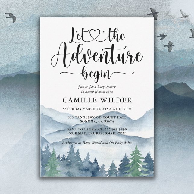 Forest Adventure Mountains Baby shower Invitation (Créateur téléchargé)