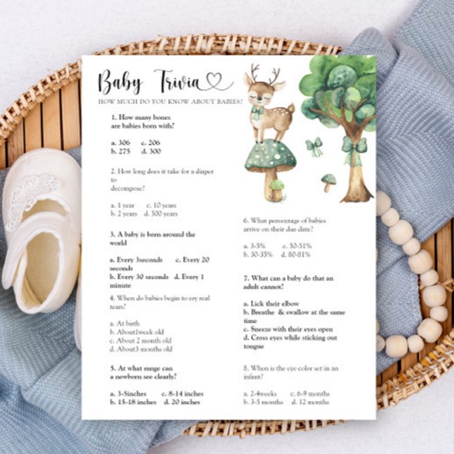 Forest Deer - Trivia pour bébés | Jeu baby shower (Créateur téléchargé)