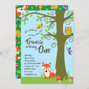 Forest Friends 1er anniversaire Cute Invitations