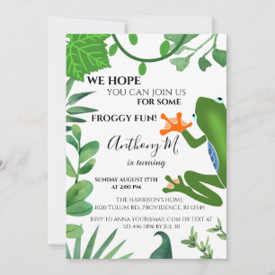 Forest Frog 1ère invitation de fête d'anniversaire