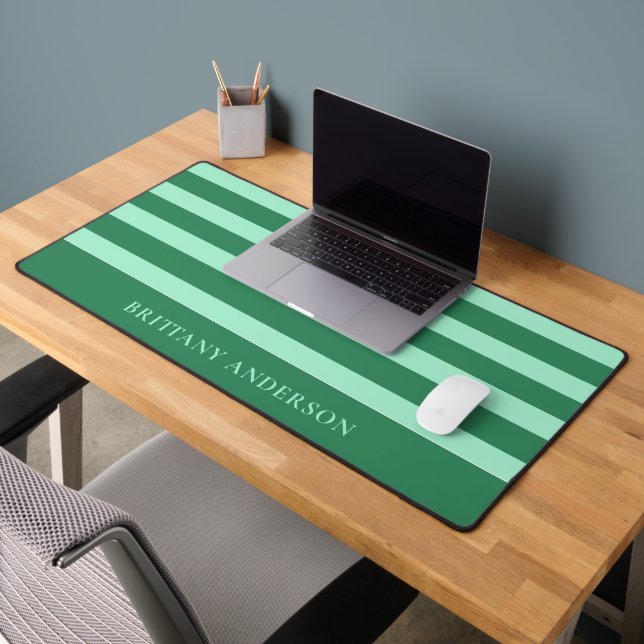 Forest Green & Mint Green Stripes Nom du Motif (Bureau 2)