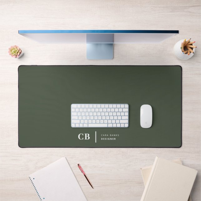 Forest Green Monogramme élégant tendance moderne (Bureau 1)