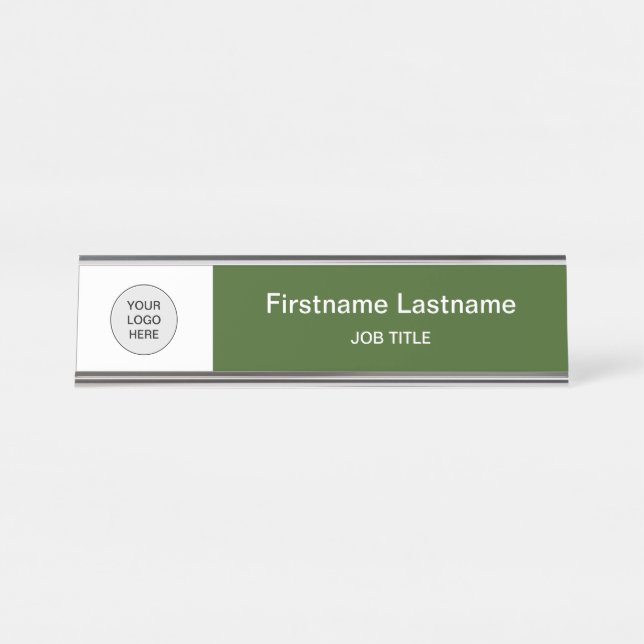 Forest Green Your Logo Modern Desk Nom Plaque (Devant)