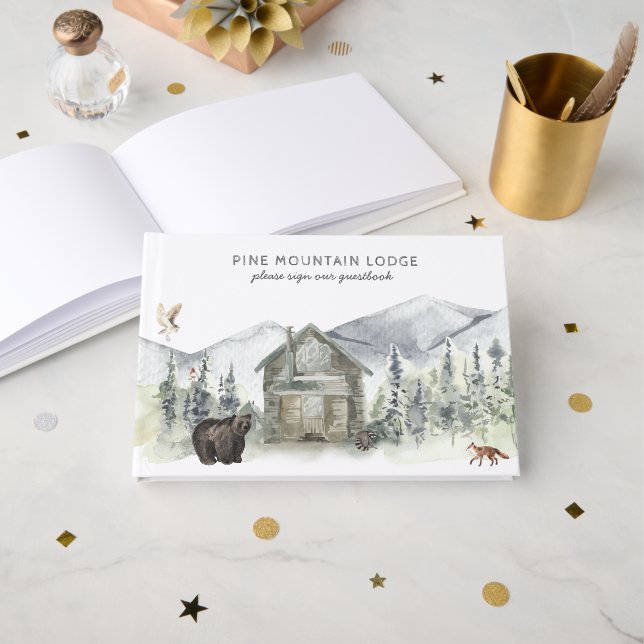 Forest Mountain | Livre d'or de la cabane de lodge (Recto ouvert)