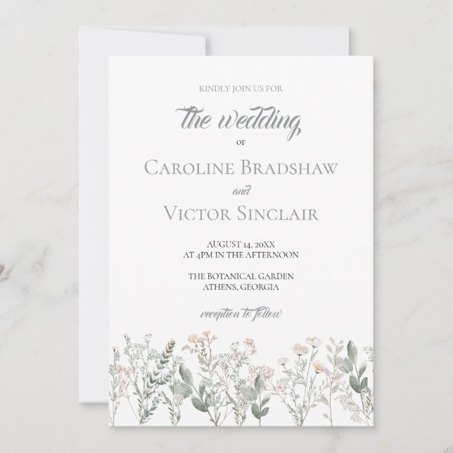 Forest Wildflowers Wedding Invitation (Devant)