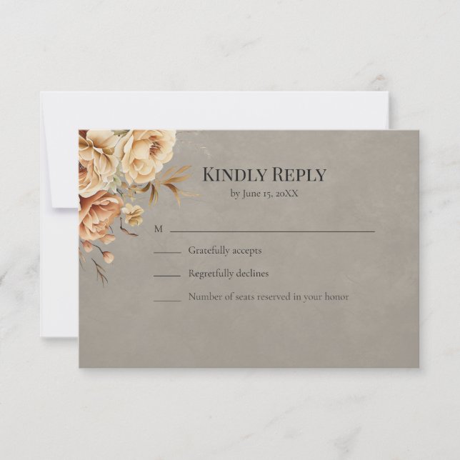 Forest Witch Black Floral Wedding RSVP Card (Devant)