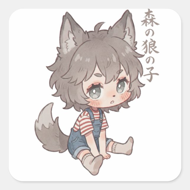 Forest Wolf Child Chibi Sticker  (Devant)