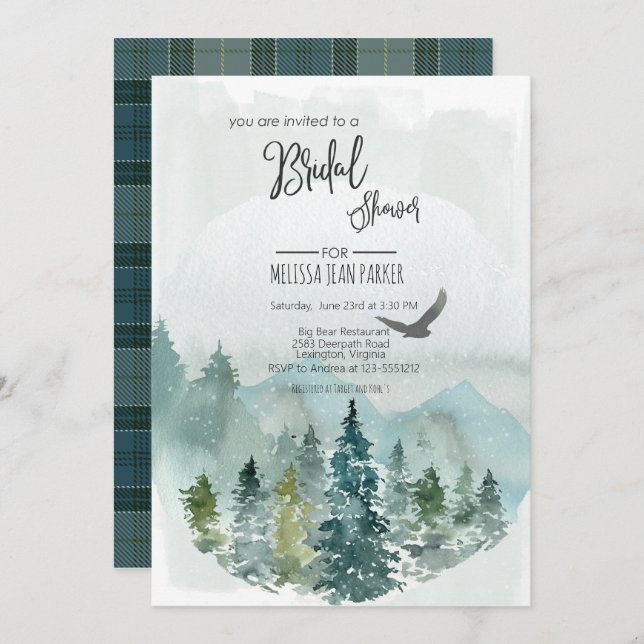 Forest Wonder Rustic Pine nuptiale Invitation (Devant / Derrière)