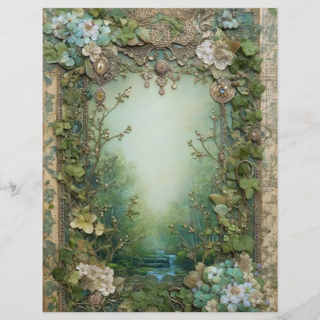 Forest Woodland Junk Journal Scrapbook Paper (Devant)