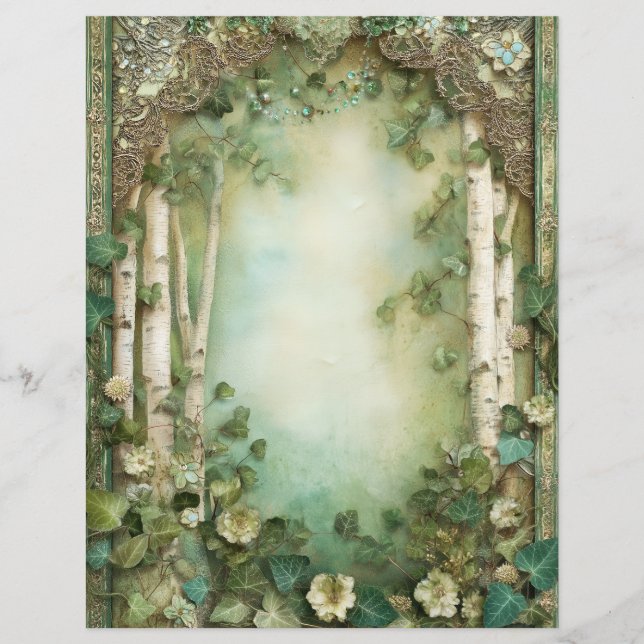 Forest Woodland Junk Journal Scrapbook Paper (Devant)