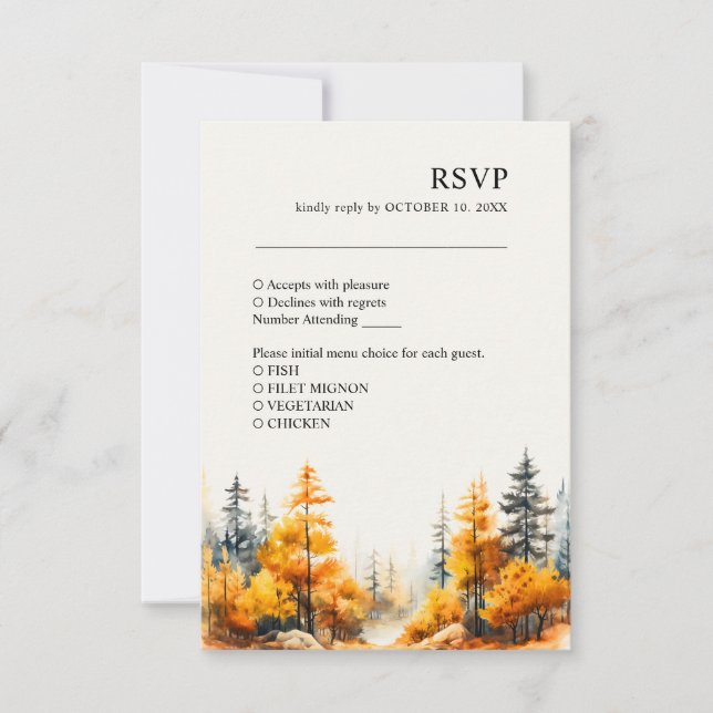 Forêt automnale Mariage d'automne Carte RSVP (Devant)