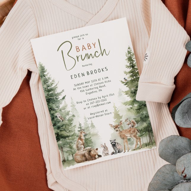 Forêt Bois Animaux Baby Brunch Invitation (Créateur téléchargé)