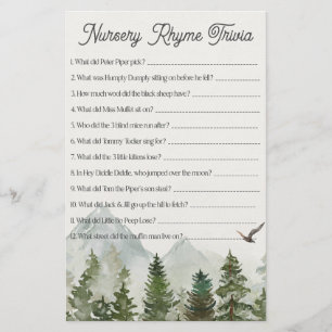 forêt bois pépinière rime trivia baby shower