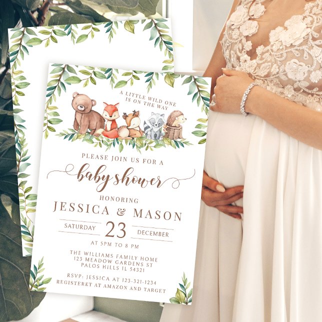 Forêt boisée mignonne invitation à la douche garço (Créateur téléchargé)