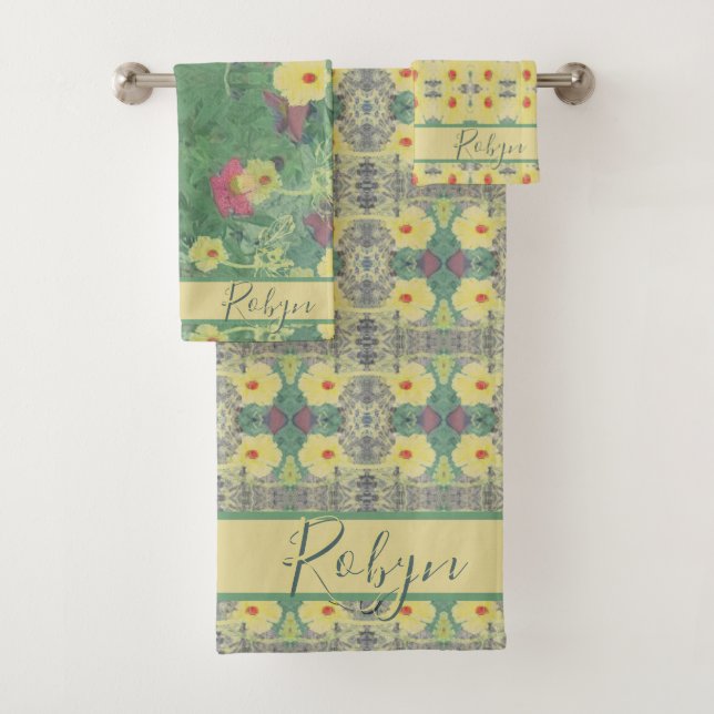 Forêt Daisy Floor avec nom Serviette de bain ensem (En situation)