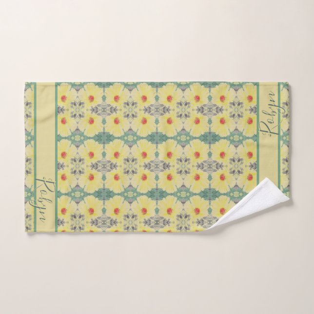 Forêt Daisy Floor avec nom serviette main (Serviette à main)