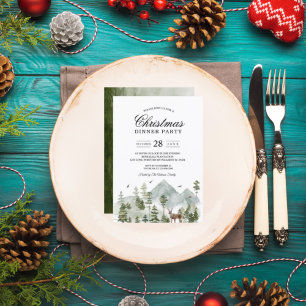 Forêt d'aquarelle   Arbres Et Cerfs   Invitation