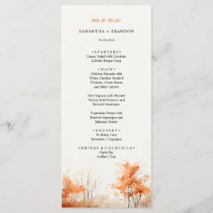 Forêt d'automne Bois Bois Dîner Mariage Menu