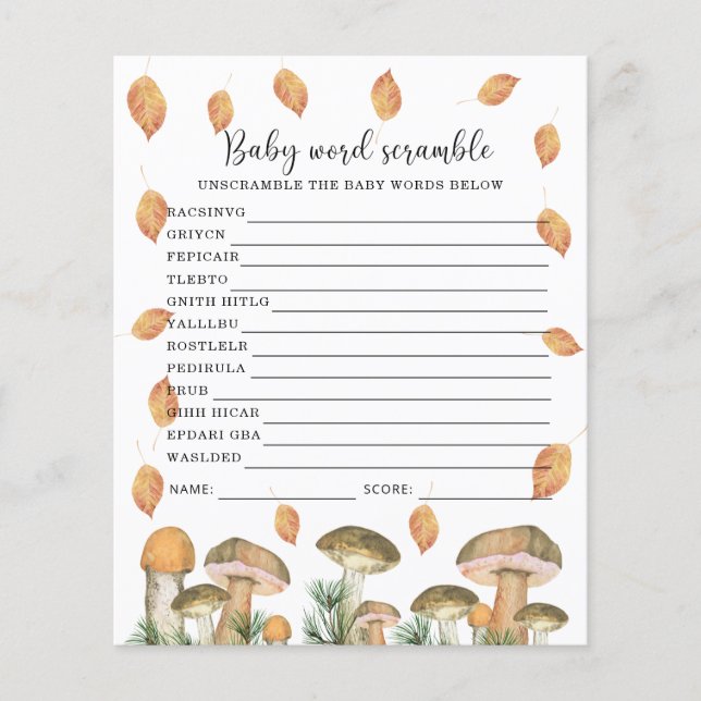 Forêt d'automne - Jeu de mots mêlés pour bébé, Jeu (Devant)
