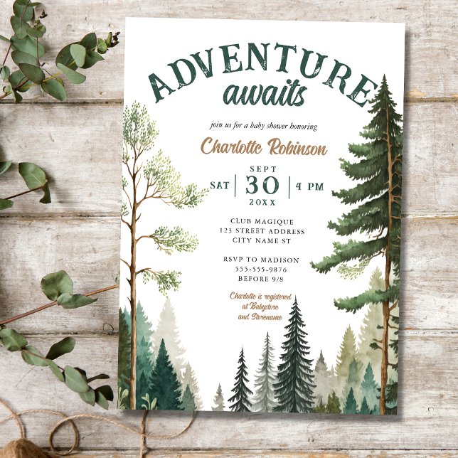 Forêt d'aventure Invitation Baby shower rustique (Créateur téléchargé)