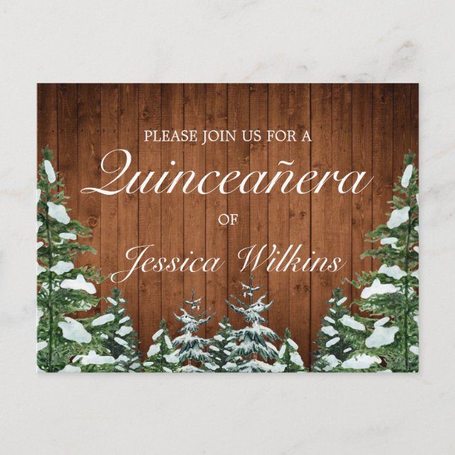 Forêt de bois neigeux Quinceañera Invitation Carte (Devant)