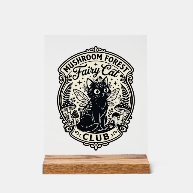 Forêt de champignons Fée Chat Drôle Chat Graphique (Recto)