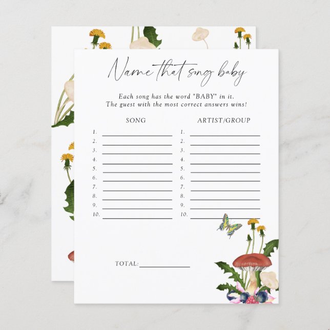 forêt de champignons - Nommez cette chanson jeu de (Devant / Derrière)